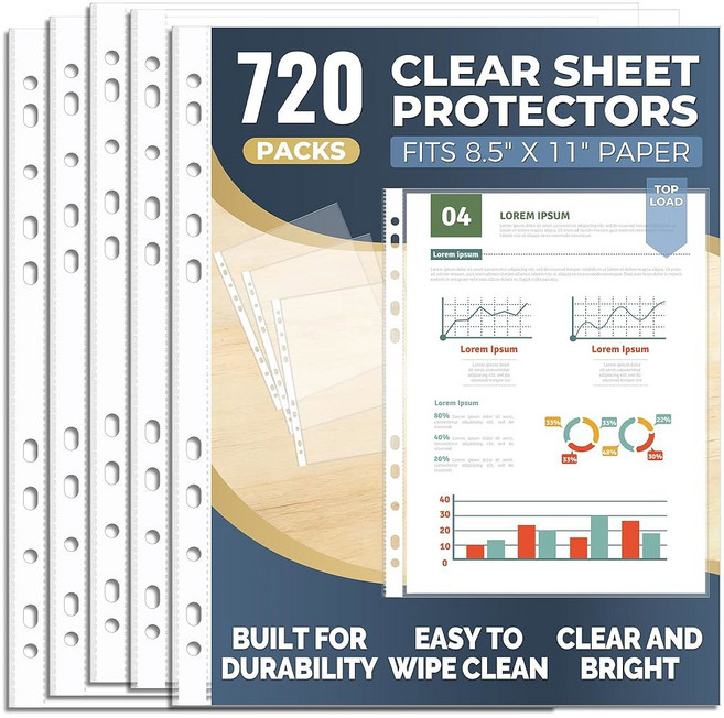 PAUUOOA U202F120 U202FPACK U202FCLEAR U202FSHEET U202FPROTECTORS U202F8 U202F U202F11 U202FINCH U202, 720 PACK