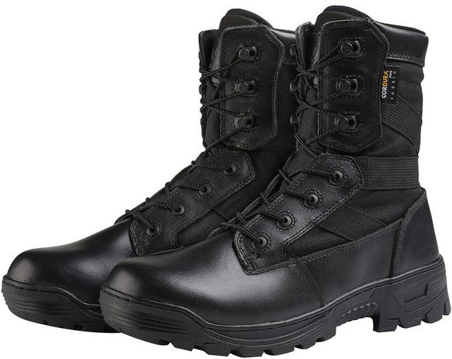 YEVHEV 남성용 전술 부츠 군사 작업 부츠 사막 전투 군대 전투 부츠 하이킹 오토바이 등반용 블랙., 11.5, 블랙