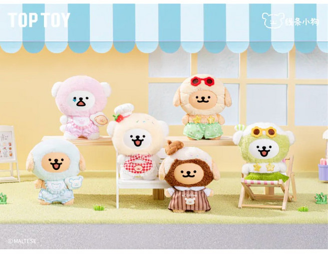 《小貝雜貨》正版現貨 線條小狗 繽紛日常 Maltese 絨毛 搪膠 盒玩 TOP TOY, 隨機款