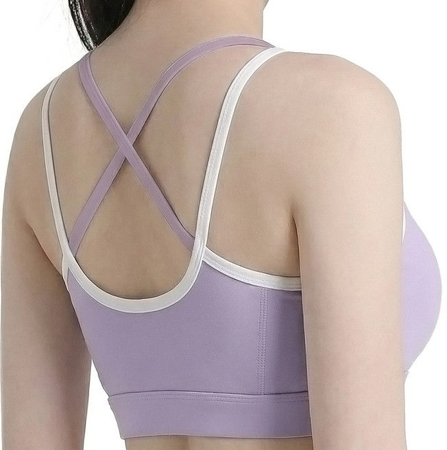 민트스쿨 크로스 브라탑 패드 일체형 스포츠 브라탑 요가 피트니스 노와이어