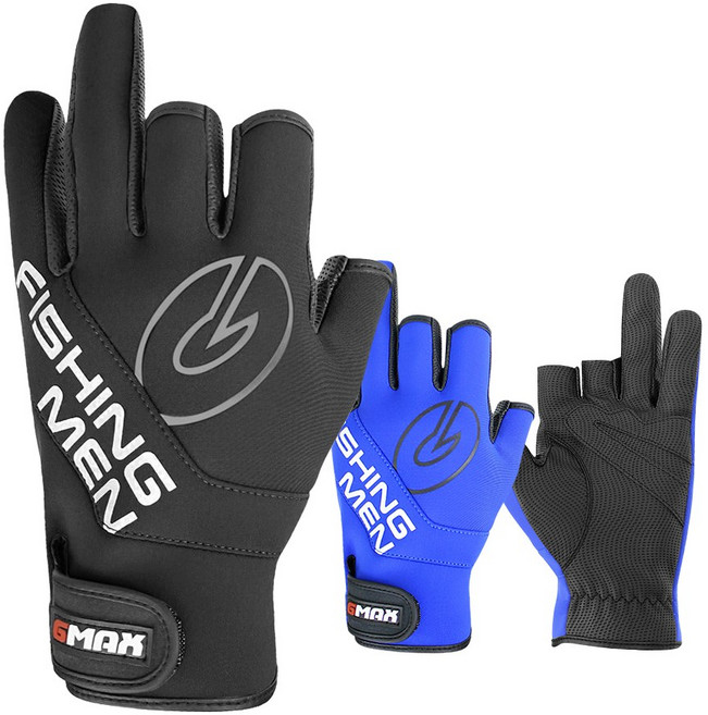 지맥스 네오 3컷 낚시장갑 블루 민물 바다 루어 피싱글로브, 블랙, 1개