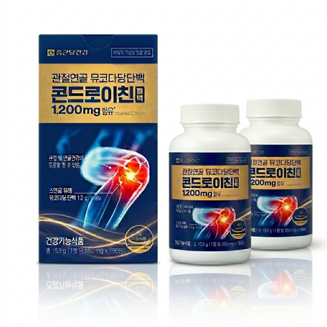 종근당 관절연골 뮤코다당단백 콘드로이친 1200mg 소연골 관절 영양제, 2박스(6개월분)