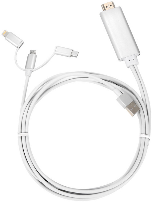 이지넷유비쿼터스 넥스트유 NEXT-840A 3in1 HDMI 미러링 케이블 (2m), 2m, 기본, 1개