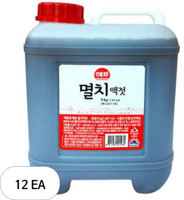 해표 멸치액젓, 9kg, 12개