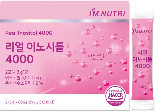 아임뉴트리 리얼 이노시톨 미오이노시톨 콜린 유산균 유래 천연 엽산, 1개, 129g - 쿠팡