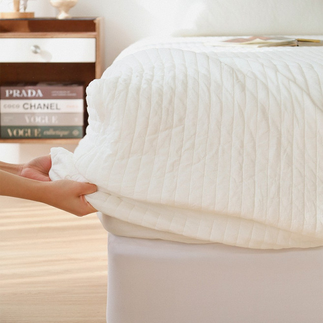 온도 60수 아사 순면 100% 줄누빔 올인원 매트리스 커버