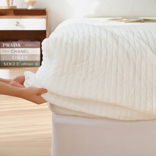 온도 60수 아사 순면 100% 줄누빔 올인원 매트리스 커버 - 쿠팡