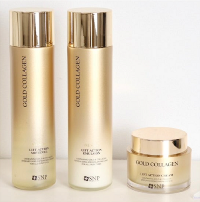 SNP 프리미엄 골드 콜라겐 리프트액션 토너150ml +로션150ml +크림50ml 기초 3종세트, 1세트
