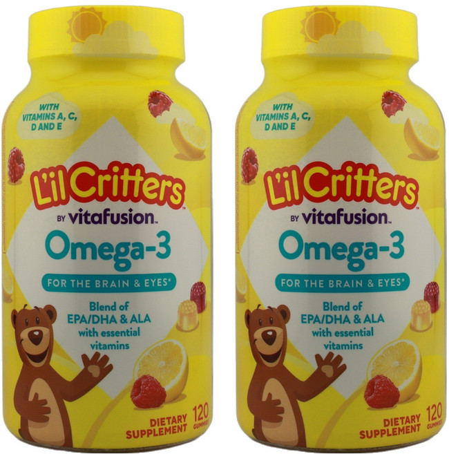 릴크리터스 어린이 오메가 3 DHA 라즈베리 레몬맛 구미, 120정, 2개