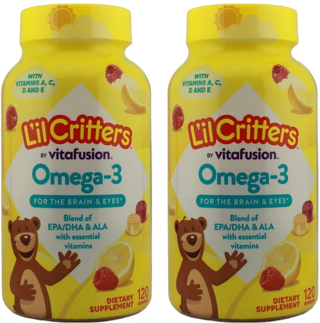 릴크리터스 어린이 오메가 3 DHA 라즈베리 레몬맛 구미, 120정, 2개 - 쿠팡