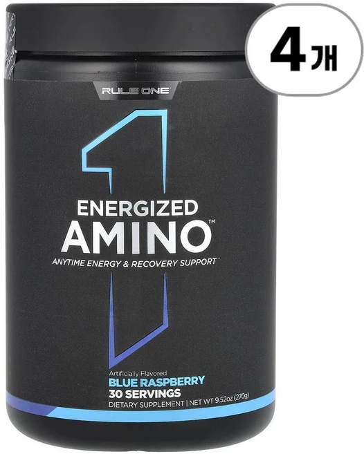 룰원 프로틴 에너자이즈드 아미노 블루 라즈베리 Rule One Proteins Energized Amino Blue Raspberry 270g, 4개 - 쿠팡