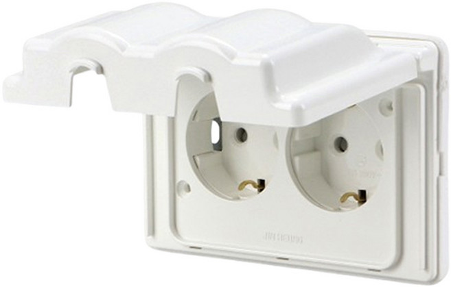 진흥J 방우 콘센트 2구 (가로형) 욕실 주방 커버, 1개