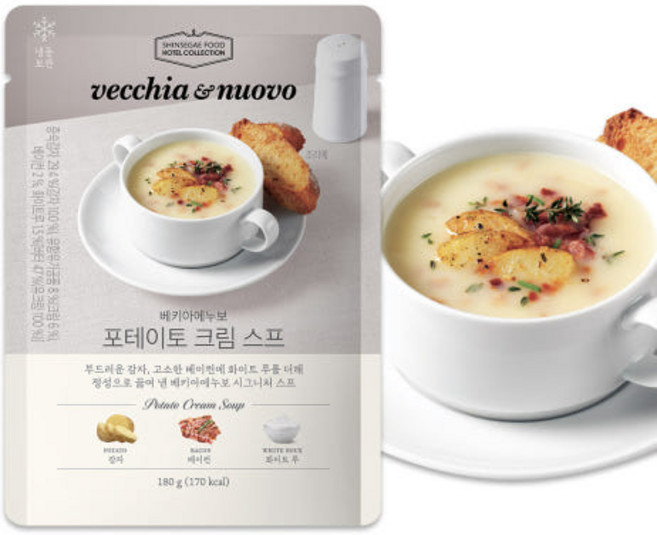 [신세계푸드] 베키아에누보 포테이토 크림 스프 180g x 6팩, 6개