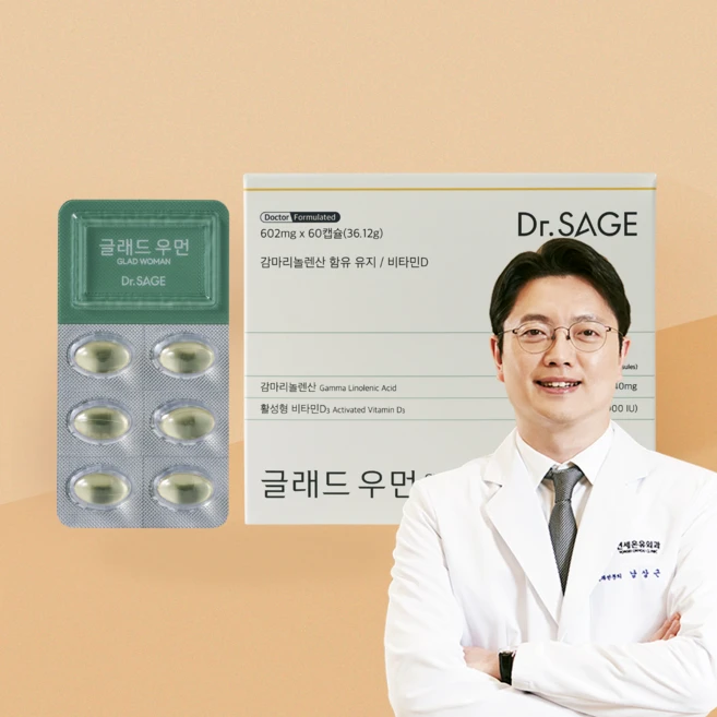 글래드우먼 의사 보라지유 감마리놀렌 비타D 갱년기 호르몬 pms 피부면역, 1개, 60정 - 쿠팡