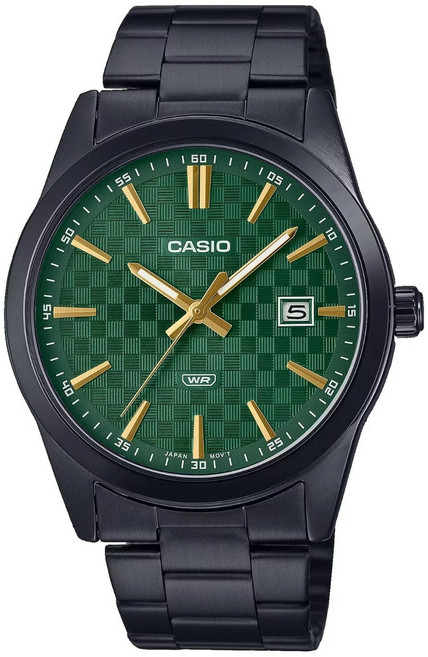 [Casio] 카시오 MTP-VD03B-3A 남성 표준 검정 IP 스테인리스 스틸 초록색 다이얼 시계