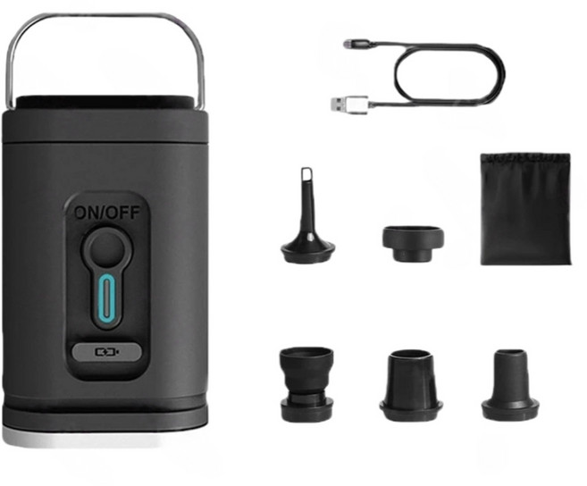 TANLOOK 無線充氣機 戶外露營充抽兩用 內建照明燈, 基本款純黑色，1200mAh, 1個