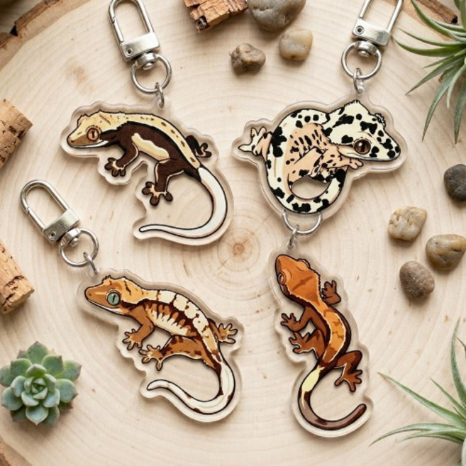 나오유 도마뱀키링 크레스티드 게코 캐릭터 4종