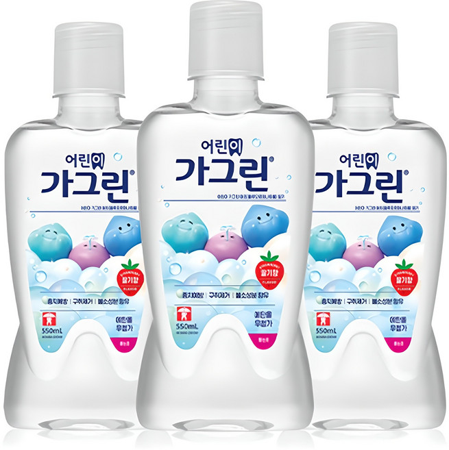 가그린 어린이용 구강세정제 딸기향, 550ml, 3개