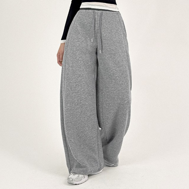배색 허리밴딩 스티치 포켓 와이드 트레이닝 팬츠