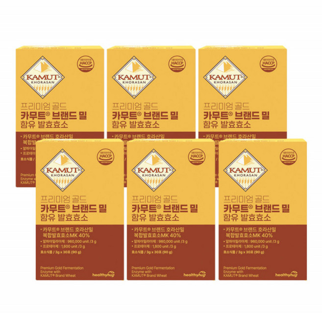 카무트 효소 탄수화물 단백질 분해 곡물 발효 효소 브랜드밀 소화효소 분말 가루 역가수치 골드카무트 프리미엄, 6개, 3g