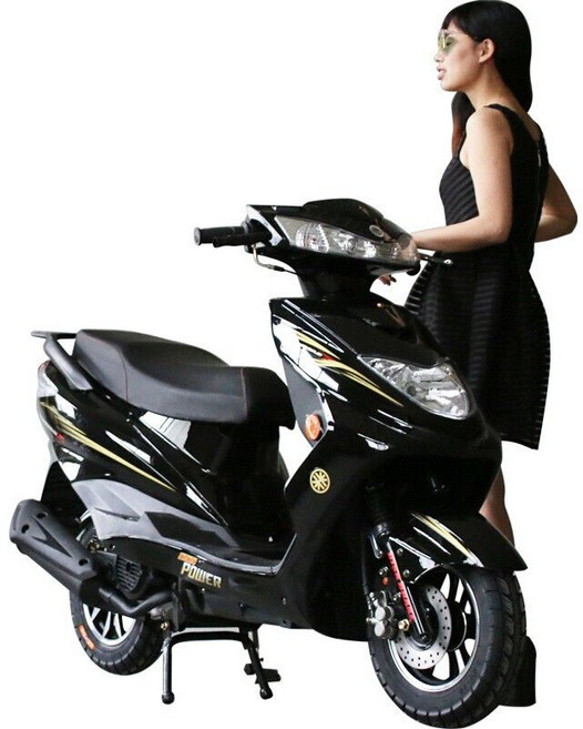 스쿠터 125cc 오토바이 가솔린 성인 안장 바퀴 핸들 기동력 휠 출퇴근 배달 클래식, C. 광택 블랙