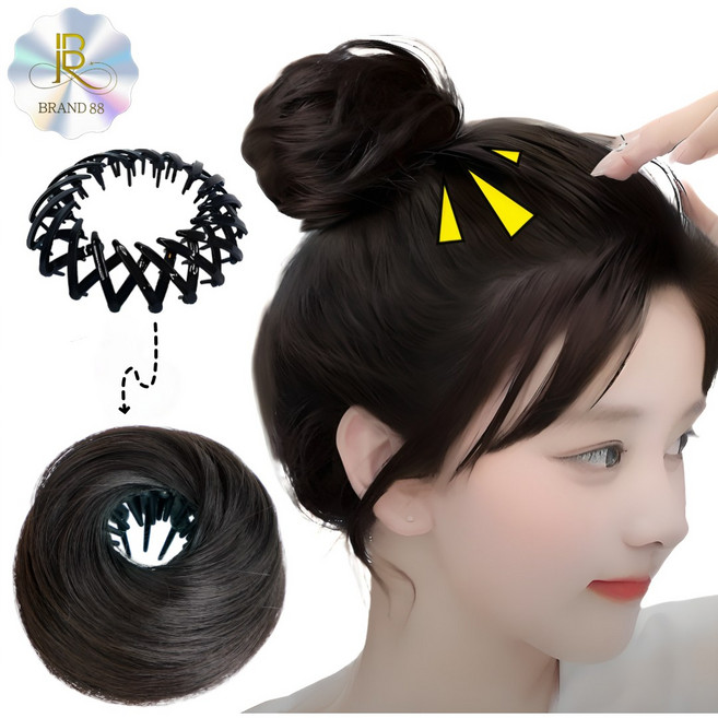 번 헤어 여신강림 풍성한 만두핀 당고 머리 똥머리 강력고정 부분 가발, 1개, 브라운블랙