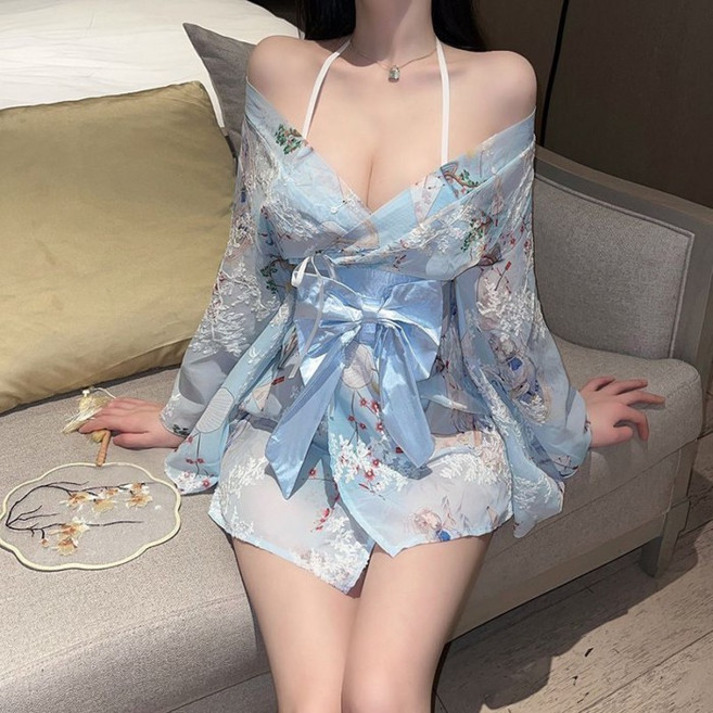 印花日系和服浴袍睡衣