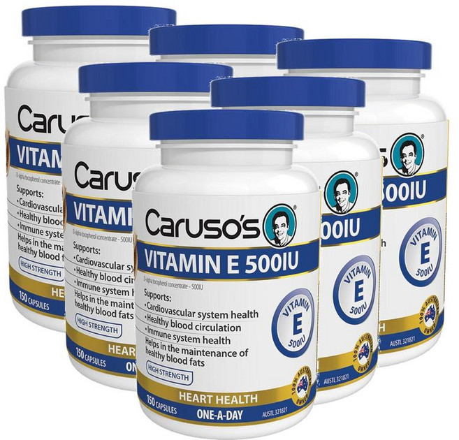 카루소스 천연 비타민E 500IU 디알파 토코페롤 캡슐 Carusos Vitamin E, 150정, 6개