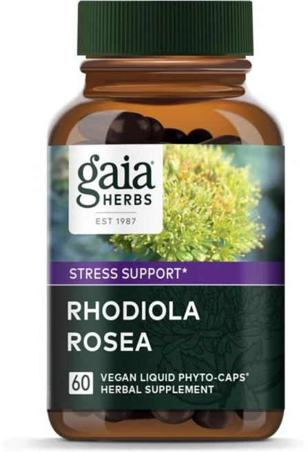 Gaia Herbs 가이아 허브스 로디올라 로제아 - 스트레스 지원 보충제 전통적으로 건강한 체력과 지구력 시베리아 뿌리 추출물 함유 60개 비건 액상 파이토캡슐 30일 분량, 60정, 1개 - 쿠팡