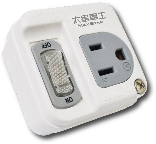 MAX STAR壁式插座 獨立開關 台灣製造 節能省電 簡約設計 安裝簡便, 白色, 1個, 0