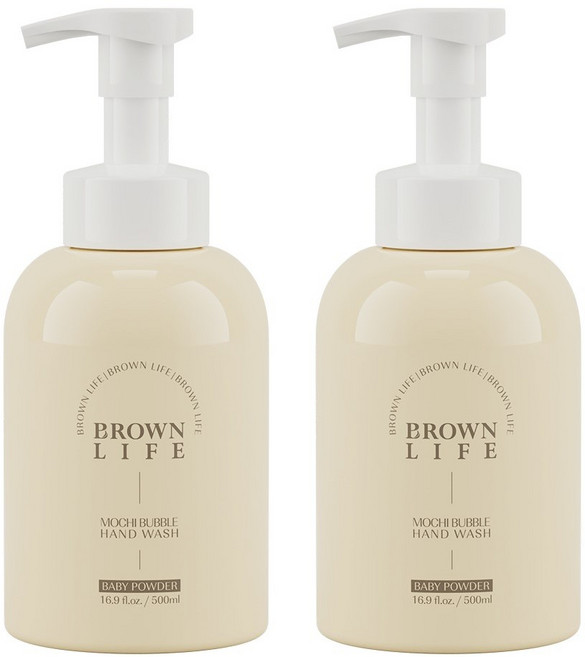 브라운라이프 아기 핸드워시 대용량 거품형 저자극 손세정제 베이비파우더향, 500ml, 2개