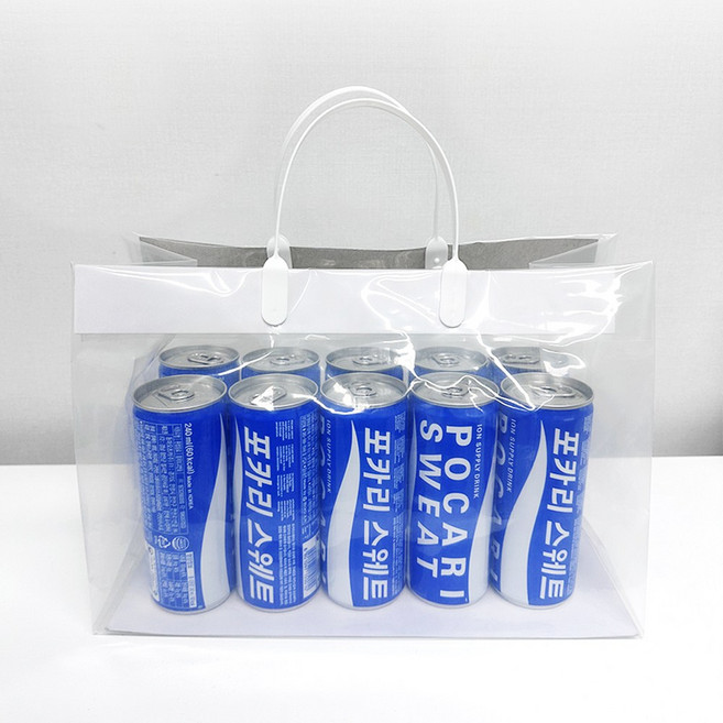 다용도 PE 비닐 쇼핑백 면세점 플라스틱 손잡이 100매, 100장, 투명