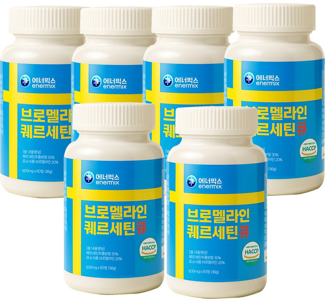 퀘르세틴 브로멜라인 (고순도 95%) 5+1 증정 프리미엄 파인애플효소 HACCP 에너믹스, 6개, 60정