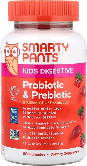 스마티팬츠 프리바이오틱 앤드 프로바이오틱 이뮨 포뮬러 딸기 크림 20억 CFU 구미젤리 60개 - 쿠팡