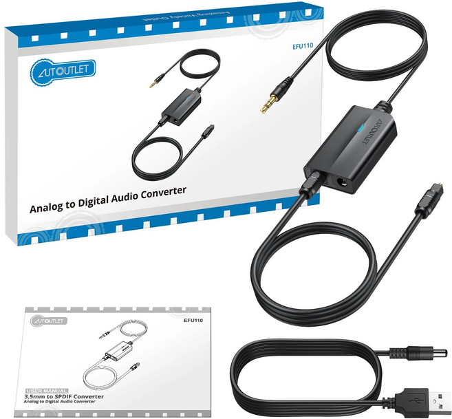 3.5mm-광 케이블이 있는 광 변환기 48K 3.5mm-Toslink SPDIF 컴퓨터 사운드바용 아날로그-디지털 오디오, 01 Black