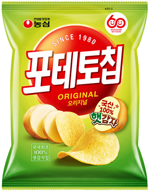 농심 포테토칩 오리지널 중 110g, 12개