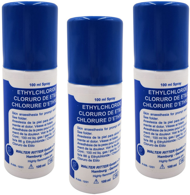 의료용저온기 냉각스프레이 에틸클로라이드 월터리터 100ml, 3개