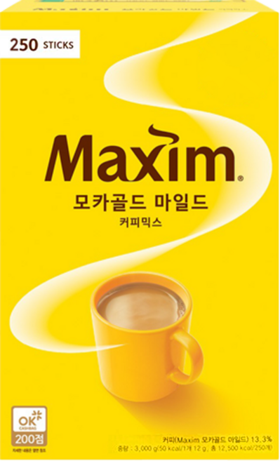 맥심 모카골드 마일드 커피믹스, 12g, 250개입, 1박스