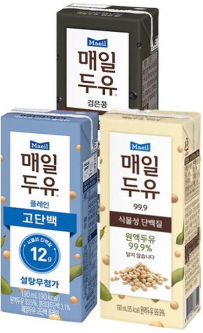 매일두유190ml 24팩 고단백8팩+99.9 8팩+검은콩8팩, 24개, 190ml