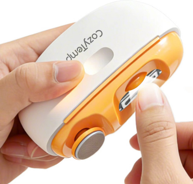 CozyTemp 전동 손톱깎이 무선 저소음 손톱 관리기 led 조명 휴대용 전동 손톱깎이, 1개, 화이트