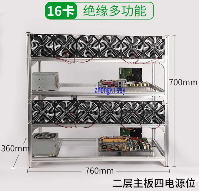 코인채굴기 3세대 6 12 14 19 8 그래픽 랙 멀티 카드 올 알루미늄 섀시 패키지, S.16카드이중레이어760x360x700, 패키지 A, 760x360x700mm 16구