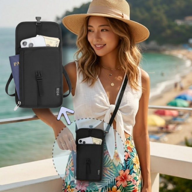 아르티오 스키밍방지 방수 여권가방