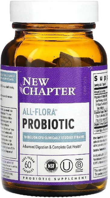 뉴챕터 프로바이오틱 All Flora Probiotic 100억CFU 베지캡슐 60정, 1개 - 쿠팡