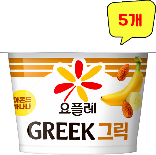 빙그레 요플레 그릭 아몬드 바나나, 5개, 180g