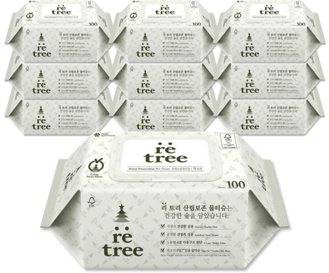 리트리 더도톰한 4겹원단 물티슈 캡형, 100매, 10개