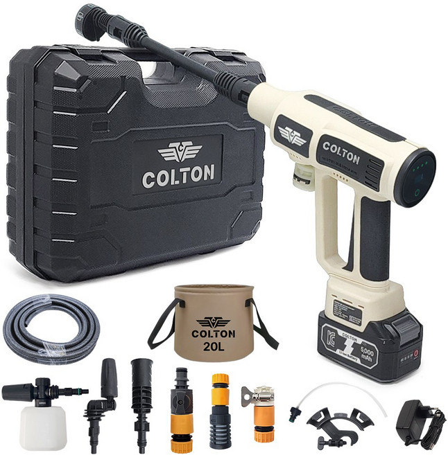 콜튼 초강력 고압세척기 PRO 무선 고압세차기 농약살포기 농약분무기 5000mAh, 네츄럴화이트PRO