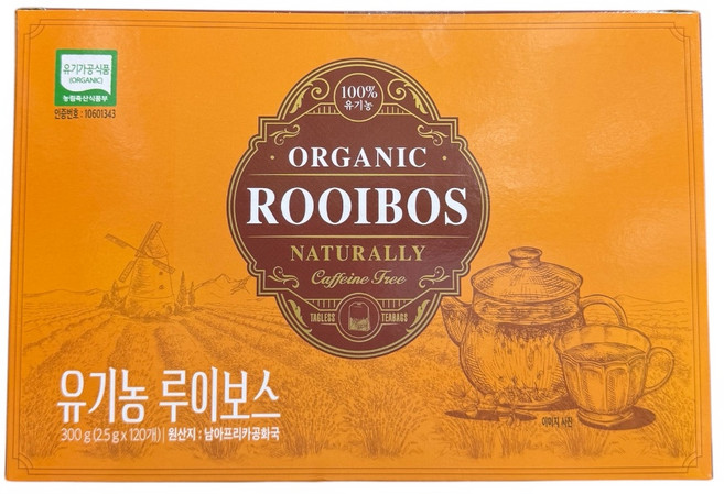 유기농 루이보스티, 1개, 120개입, 2.5g