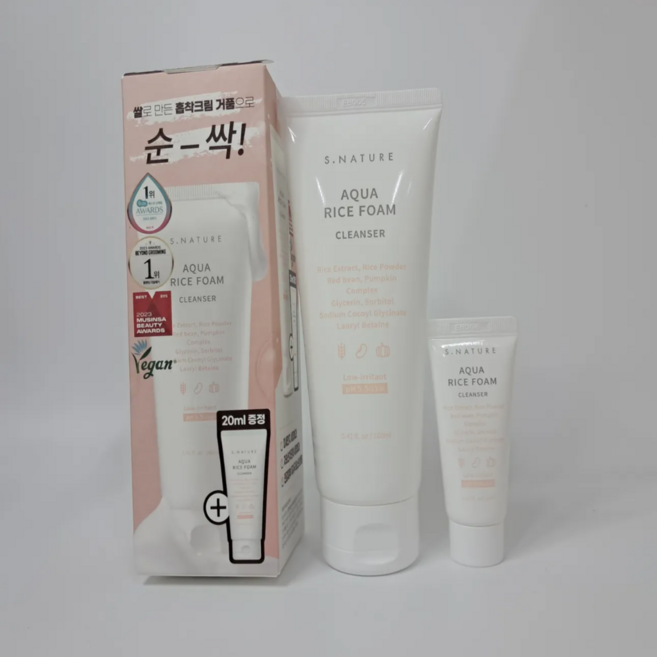 에스네이처 아쿠아 라이스 약산성 클렌징폼, 1개, 180ml