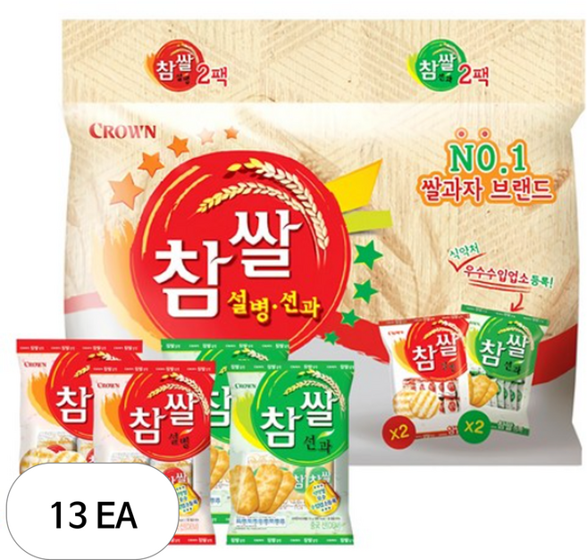 크라운 참쌀 설병 128g + 선과 115g, 13개