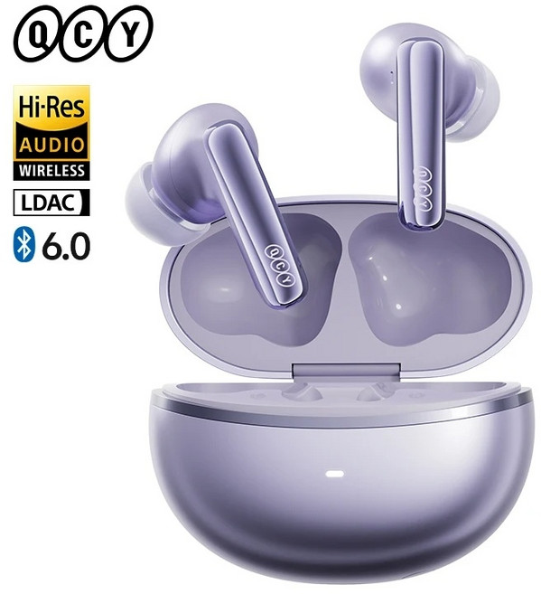 QCY 멜로버즈 N70 무선 이어폰 ANC 노이즈캔슬링 LDAC, 보라색